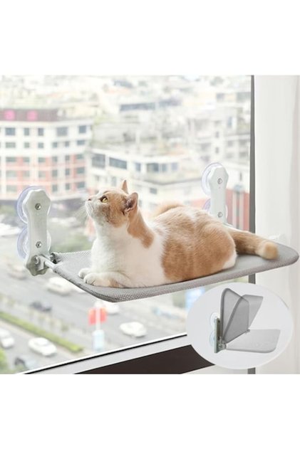 Αναδιπλούμενο Κρεμαστό Κρεβάτι Γάτας, Εύκολο στην Εγκατάσταση, 15 κιλά, 45 x 30 εκ., Γκρι