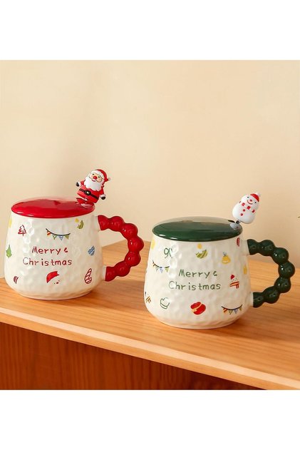 New Year Patterned Embossed Ceramic Mug