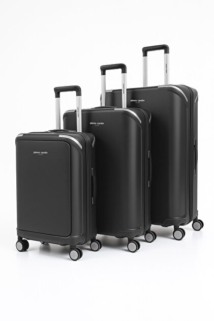 Pierre Cardin 3'lü Set %100 Polipropilen Valiz Siyah 04PC7090
