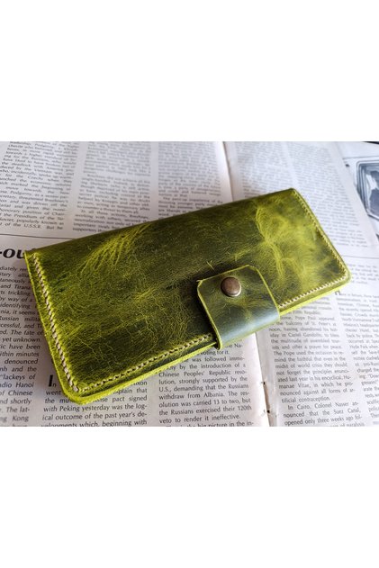 Cutting to Stitching Fully Handcrafted Real Leather Wallet 12 Cards 2 Compartments Space (19.4Cm*8.5Cm) Ll3