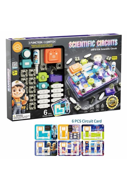 Scientific Circuits DIY STEAM Kit for Kids – 46 Pieces with 6 Experiment Cards & Modules