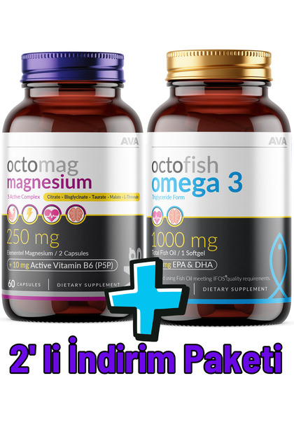 2'li İnirim Paketi Octofish Omega 3 + 5X Magnezyum Kompleks Ava Vitamin