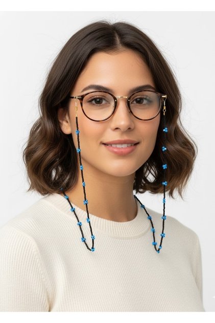 Black Sand Beads Blue Cherry Glasses Cord