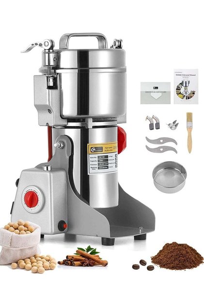 Grain Mill Grinder Electric 400G Commercial Spice Grinder 1000W Stainless Steel