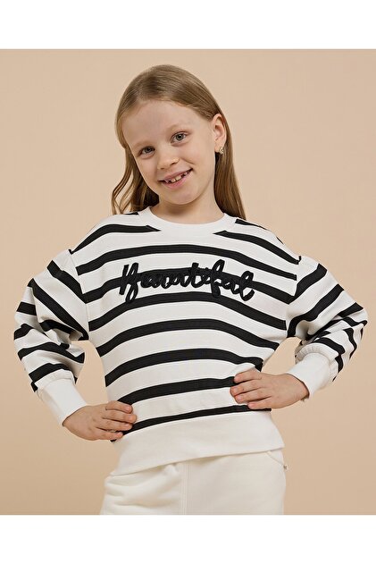 Striped Sweatshirt With Crew Neck And Long Sleeves