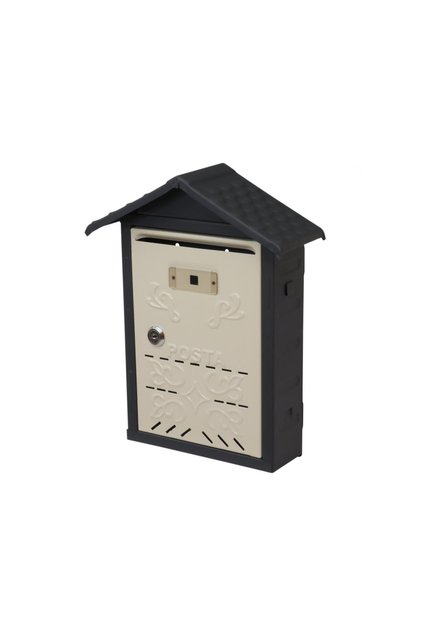Metal Roofed Notice Mailbox Outdoor Cream-Anthracite