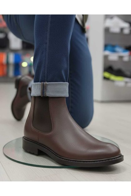 Men's Genuine Leather Elastic Chelsea Winter Boots
