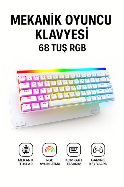 Wanbull - モデル: SN18G8 MAMBASNAKE 68 Tuş Red Switch RGB Mekanik Oyuncu Klavyesi – Hot