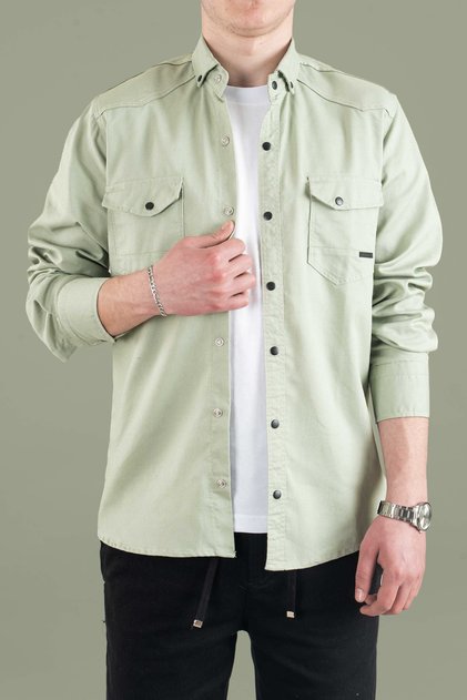 Erkek Slim Fit Kot Gömlek