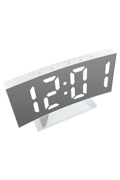 Ceas deșteptător digital LED cu termometru și funcție de oglindă, alimentat prin USB - Alb
