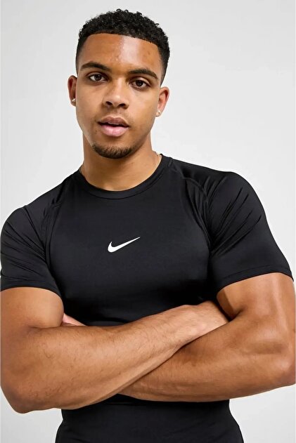 Nike Pro Dri-Fit Slim Top-Short Sleeve Siyah Erkek Dar Kesim Spor