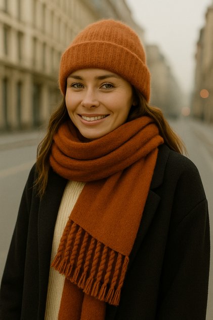 Warm Beanie and Shawl Two-Piece Sets