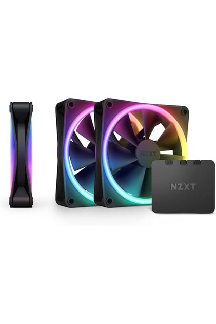 مجموعة F120 RGB Duo الثلاثية - 3 مراوح ثنائية الجوانب مقاس 120 مم مع وحدة تحكم - أسود (4 دبابيس)