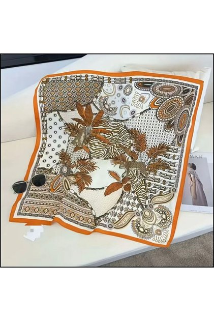 Hei Orange Patterned Stylish Bohemian Look Women's Accessory Scarf Foulard