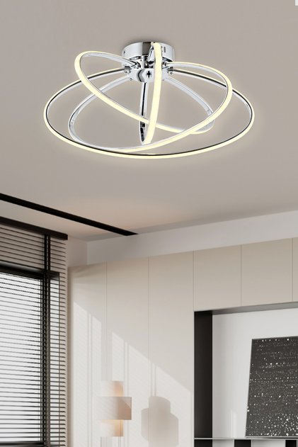 Seher Krom 4'lü Plafonyer (3renk Işık) Modern Led Avize Salon / Oturma Odası / Büyük Mutfaklar