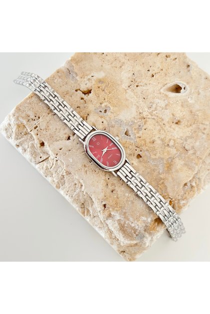 Churn Silver Watch Burgundy