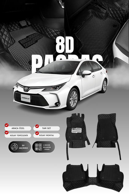Toyota Corolla Hibrit (2019 ve sonrası) 8D Deri Havuzlu Oto Paspas | Tam Koruma & Hızlı Montaj