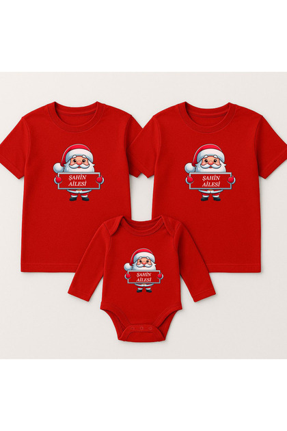 New Year New Year's Eve Santa Claus Christmas Printed Mother Father Child Family T-Shirt Bodysuit Combination