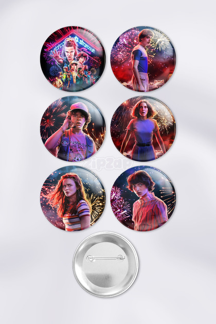 Stranger Things No 2 Bag Ornament Pin Button Badge Set (6 Pcs)