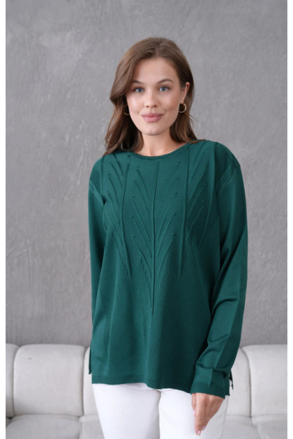 Women's Minimal Line Embossed Thin Knitwear Sweater