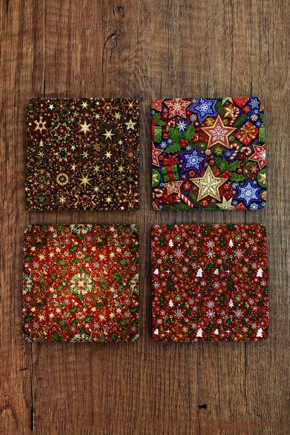 Natural Stone Coaster - Christmast New Year Printed 10X10Cm Ai Noel - Stone Coasters 535