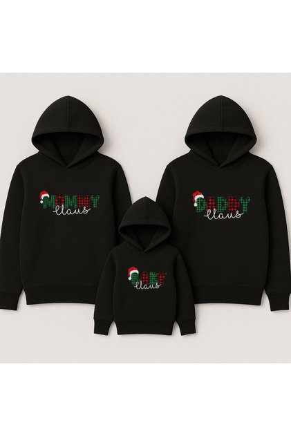 Daddy Mommy Baby Christmas New Year Printed Mother Father Child Combination Hooded Sweatshirt