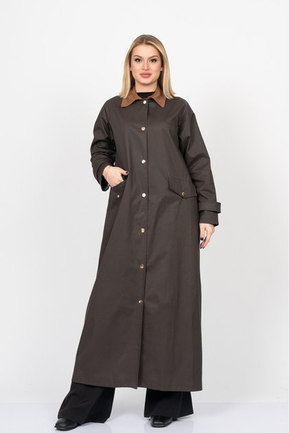 Women's Winter Brown Stormguard Long Trench Coat Stylish Casual Comfortable 2629
