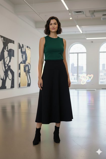 Selanik Damenrock mit hoher Taille und ausgestelltem Saum