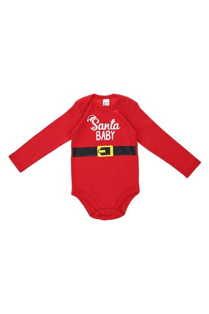Body din Bumbac pentru Bebelusi Rosu cu Curea de Mos Craciun "Santa BABY" 18-24 Luni