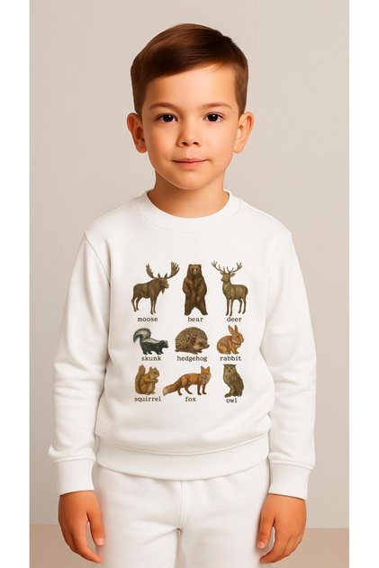 Children's Team Sweatshirt Multi-Figure B Printed Girls Boys Crew Neck3 4-5-6-7-8-9-10-11-12Years
