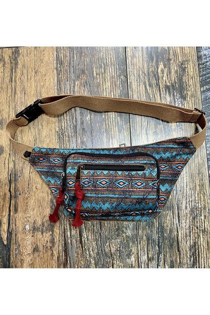Retro Patterned Bohemian Ethnic Authentic Shoulder and Waist Bag for Daily Travel Use