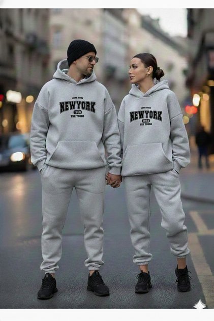 Dear Lover Combination'Come True New York' Printed Tracksuit Set (2 Sets 4 Pieces) Oversized Tracksuit