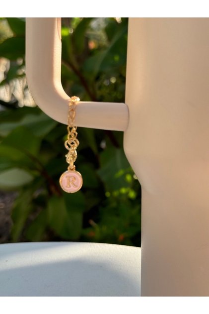 Pink Thermos Compatible Accessory with Letter R/Letter R Thermos Charm/Letter Thermos Ornament