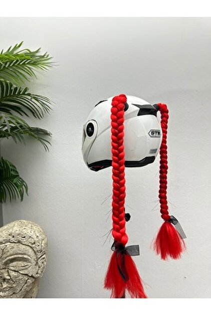 Butik Motor & Motosiklet Kırmızı Şeytan Boynuzlu Çift Örgülü Saç