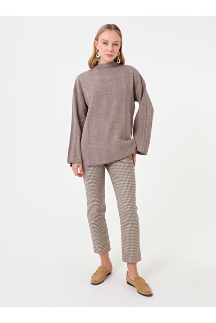 Half Turtleneck Knit Sweater - Stone Color -