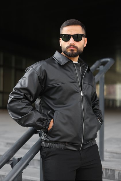 Unisex Oversize Vinatage Yakalı Deri Ceket