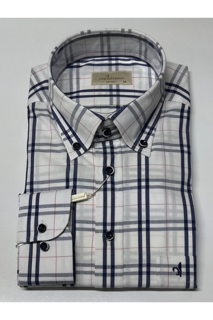 Uzun Kollu Regular Fit Cepli Kareli %100 Pamuk Klasik Erkek Gömlek GML-584