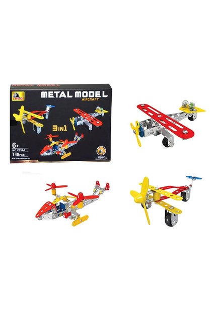 3 in 1 Metal Building Construction Set - 148 Pieces Educational Take Apart Airplane and Helicopter Model Toy