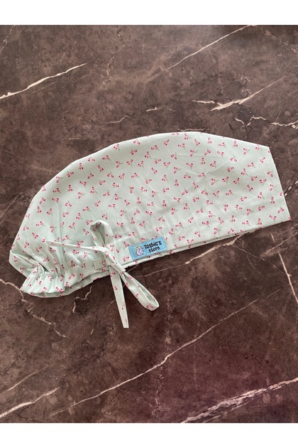 Minik Çiçekli Yeşil Cerrahi Bone (İthal Kumaş)