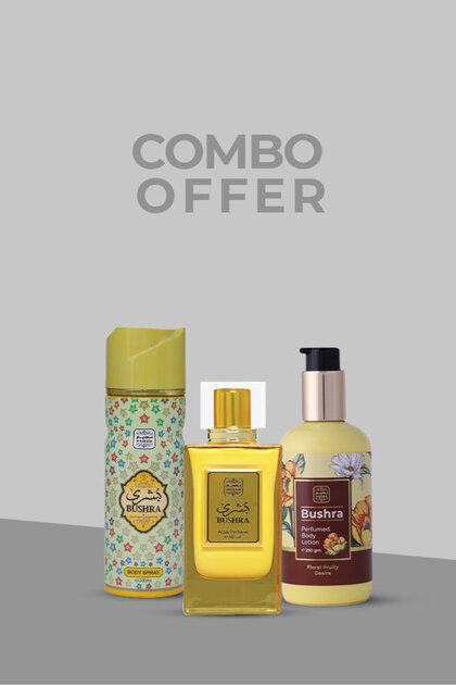 Bushra Family Combo(Bushra EDP-80ml, Body Lotion -250ml, Body Spray-200ml) |Pack of 3| Unisex combo