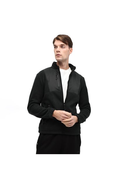 Qurasaw Men's Black Mock Neck Jacket