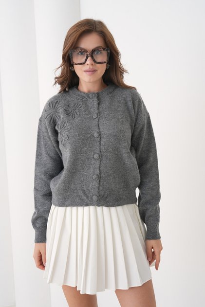 Women's Crew Neck Short Knitwear Cardigan