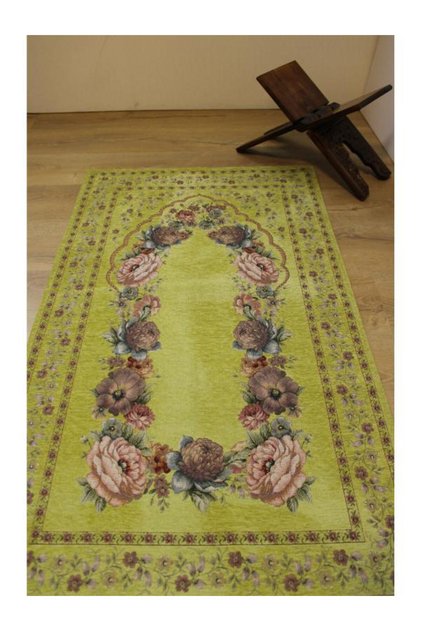 Kinay Fistik Green Jacquard Woven Tapette Decorative Unpadded Unframed Shoniil Praying Mat 70*11