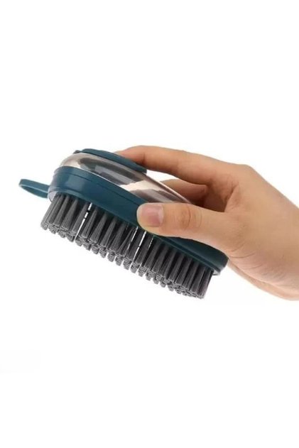 Perie cu recipient detergent pentru covoare, haine și suprafețe – albastru 12×5,5 cm