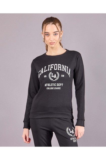 Women Black California Print Sweatshirt