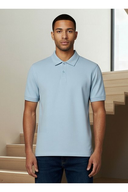 Men Short Sleeve Textured Polo T-shirt