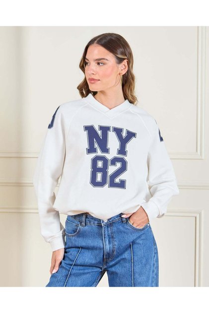 Women White Printed Sweatshirt