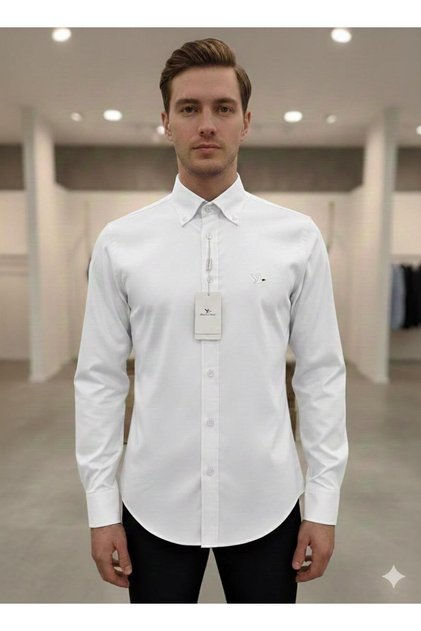 Uzun Kollu Slim Fit Pamuklu Yakası Düğmeli Esnek Kumaş Klasik Erkek Gömlek