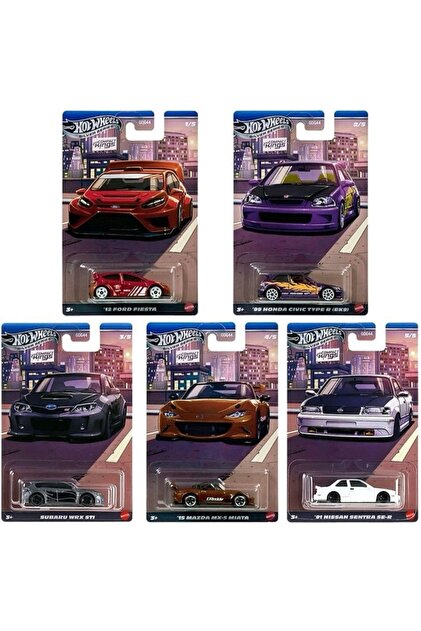 HOT WHEELS Compact Kings Set – '12 Ford Fiesta, '99 Civic EK9, WRX