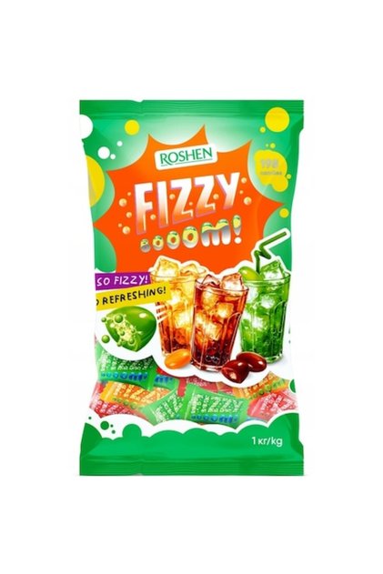 Bomboane Fizzy Boom, efervescente, cu aromă de fructe, pungă de 1 kg